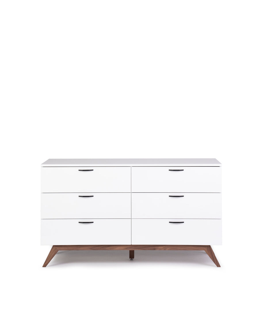 Modern White Double Dresser | Dahlia | Front VIew | MoblerOnline