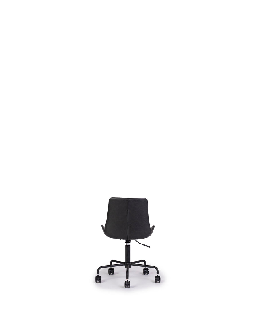 Modern Leather Office Chair In Black | Byron | Back View | MoblerOnline