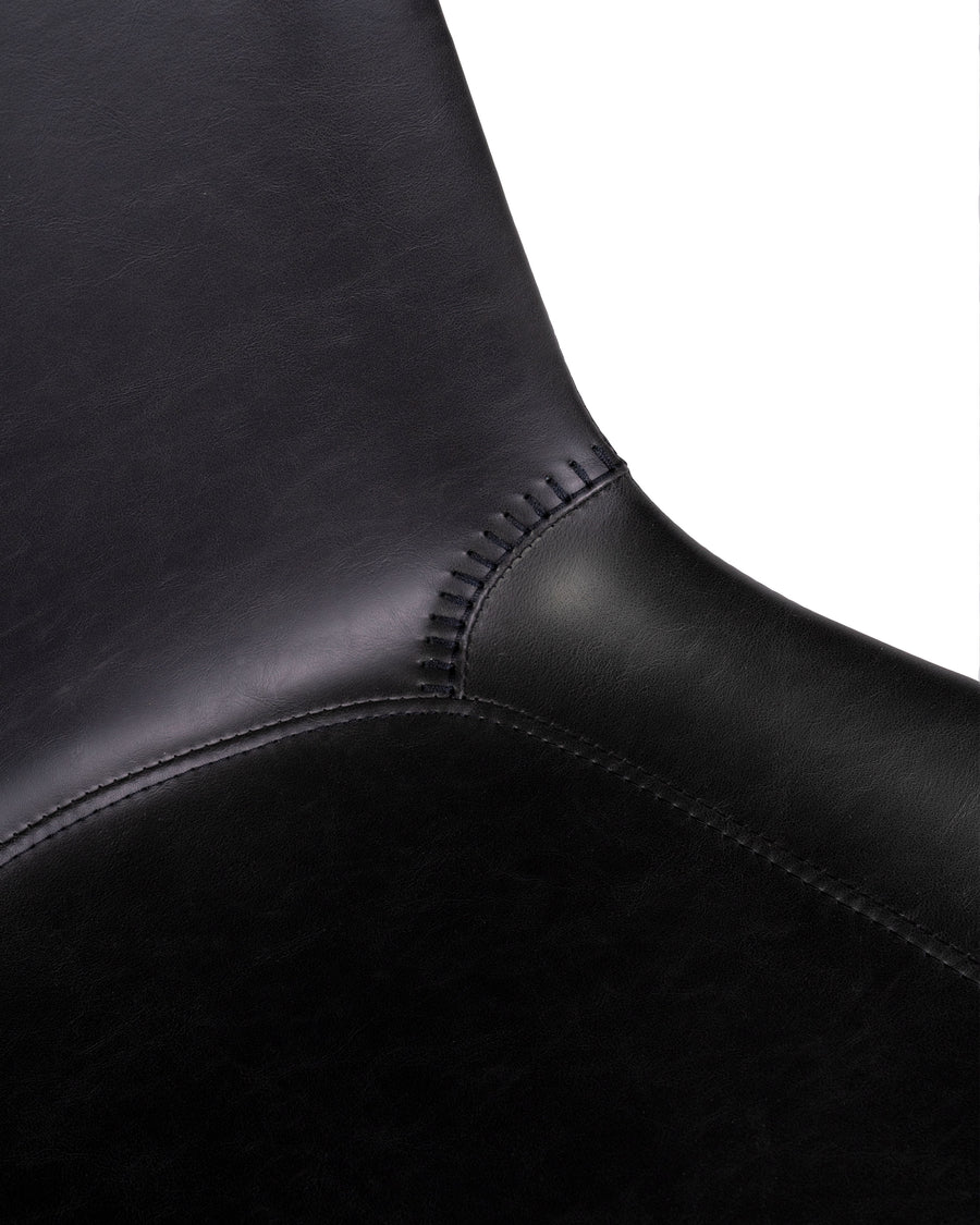Modern Leather Office Chair In Black | Byron | Close Up Detail | MoblerOnline