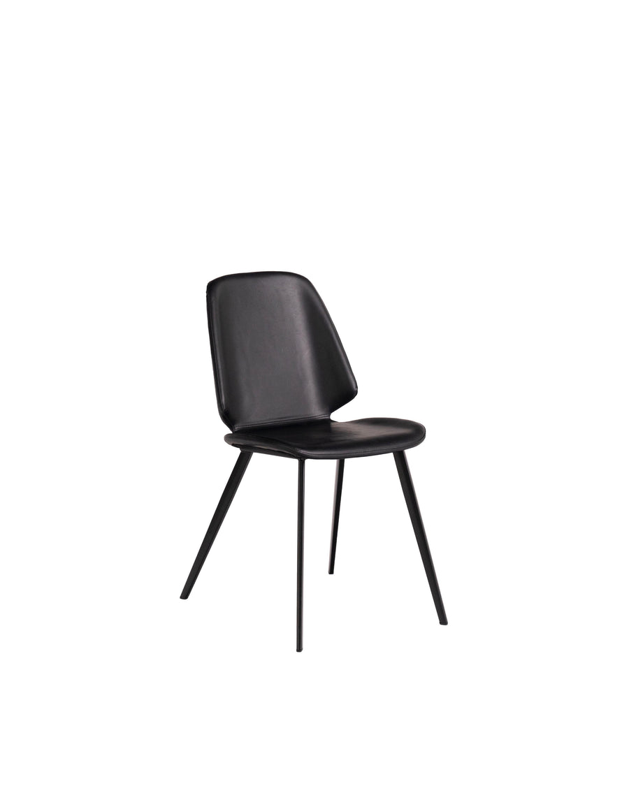 Black Modern Leather Dining Chair (Set of 2) | Brisbane | Angle View | MoblerOnline