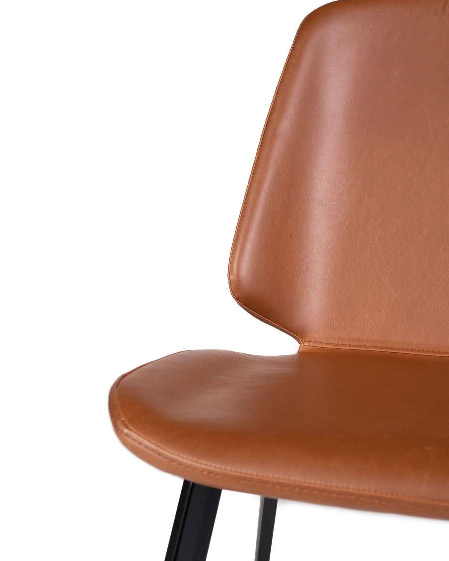 Brown Modern Leather Dining Chair (Set of 2) | Brisbane | Close Up Detail View | MoblerOnline