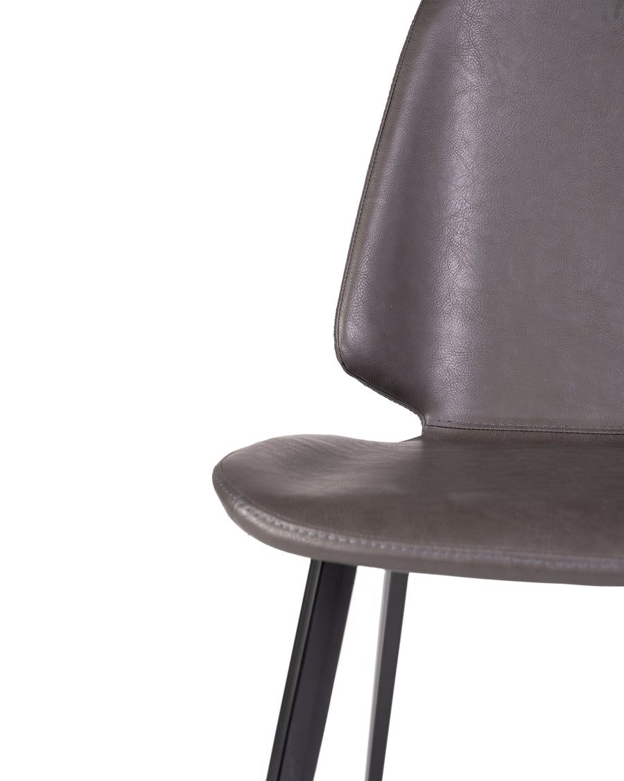 Grey Modern Leather Dining Chair (Set of 2) | Brisbane | Detail Close Up View | MoblerOnline