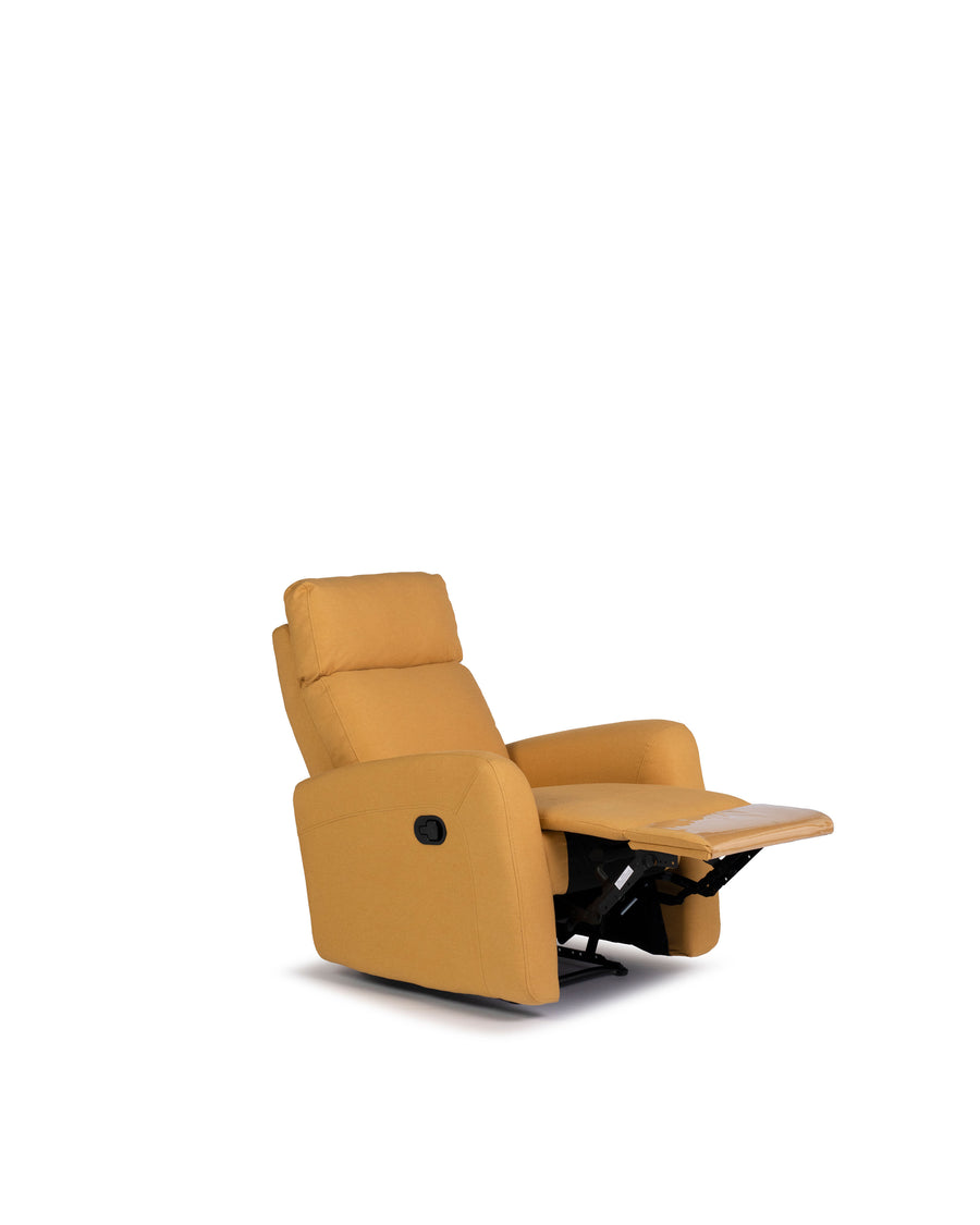 Recliner In Yellow | Volta | Angle Open View | MoblerOnline