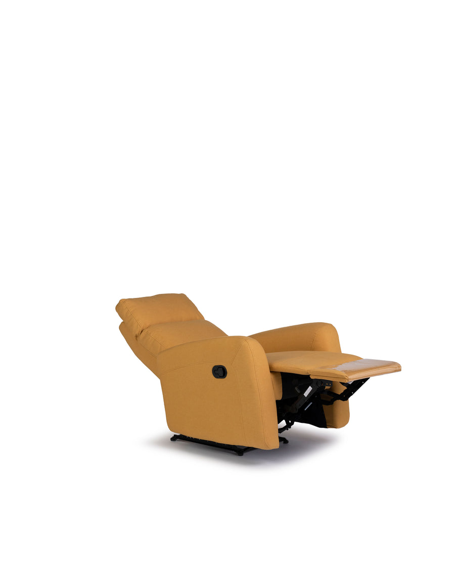 Recliner In Yellow | Volta | Angle Open Down View | MoblerOnline