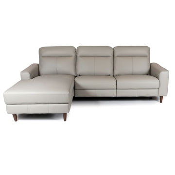 Corsica | Leather Reclining Sectional Light Grey