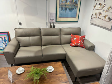Ro | Leather Sectional Dark Grey
