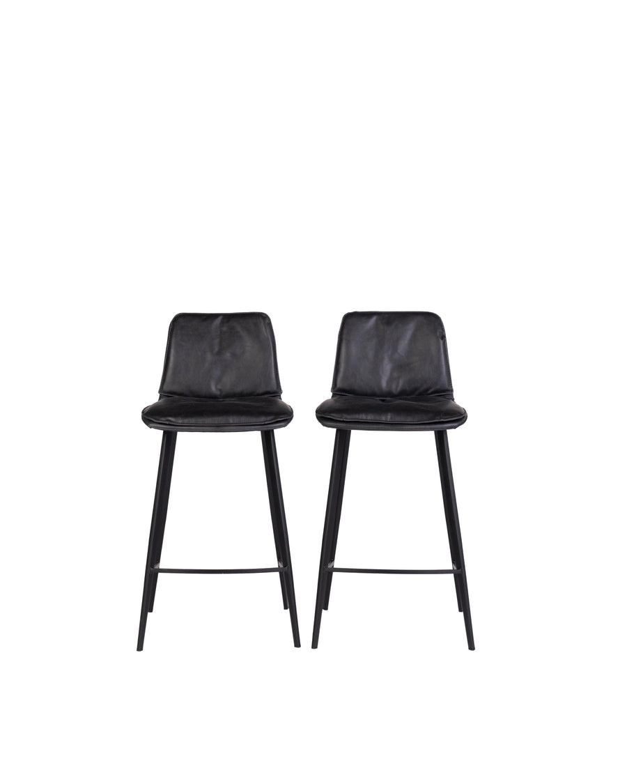 Modern Leather Counterstool In Black | Ballarat | Front View | MoblerOnline