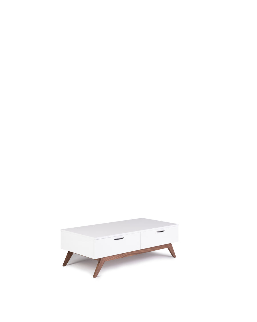 Modern Glossy White Coffee Table | Dahlia | Angle View | MoblerOnline