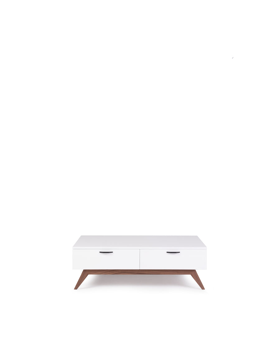 Modern Glossy White Coffee Table | Dahlia | Front View | MoblerOnline