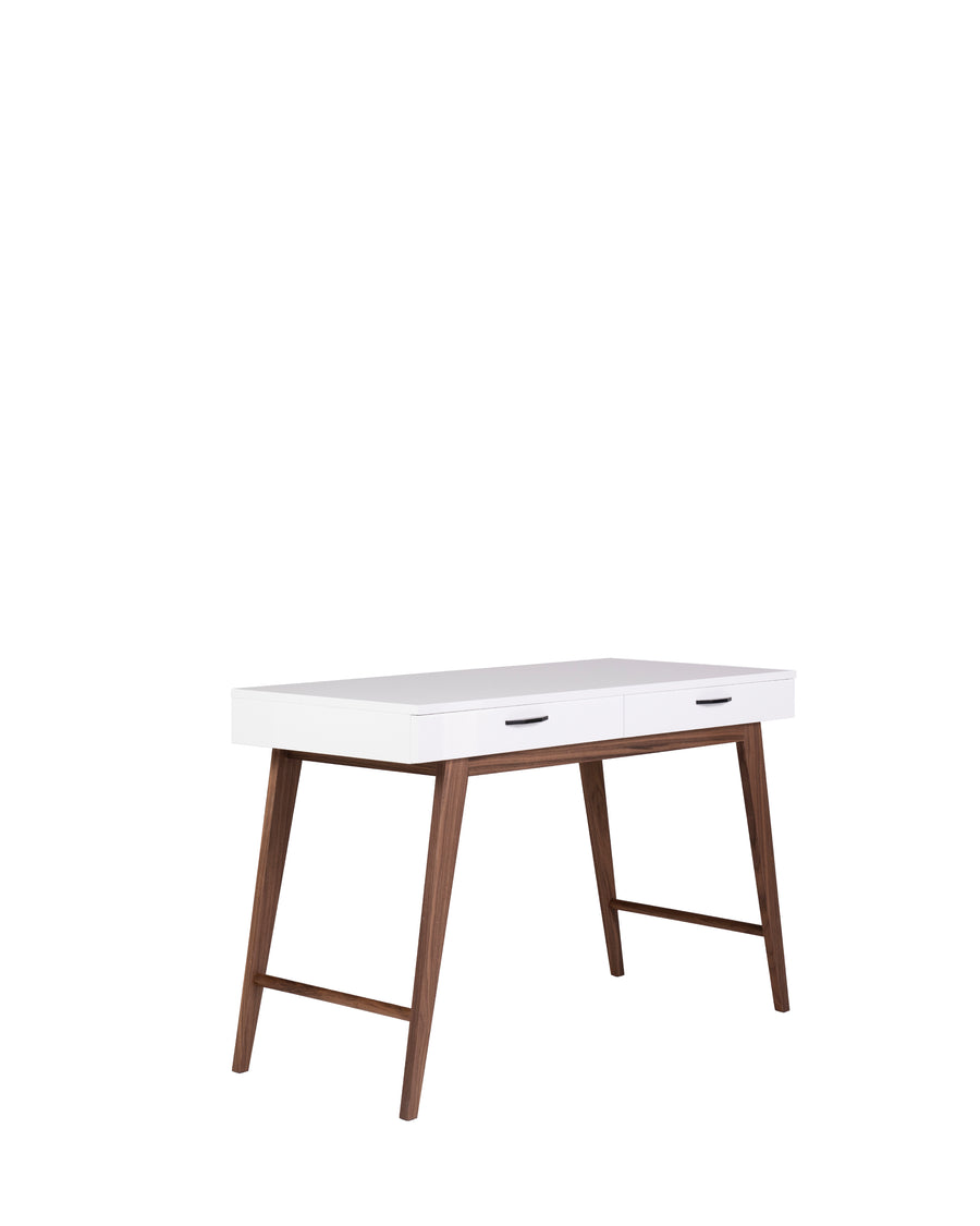Modern Glossy White Desk | Dahlia | Angle View | MoblerOnline 