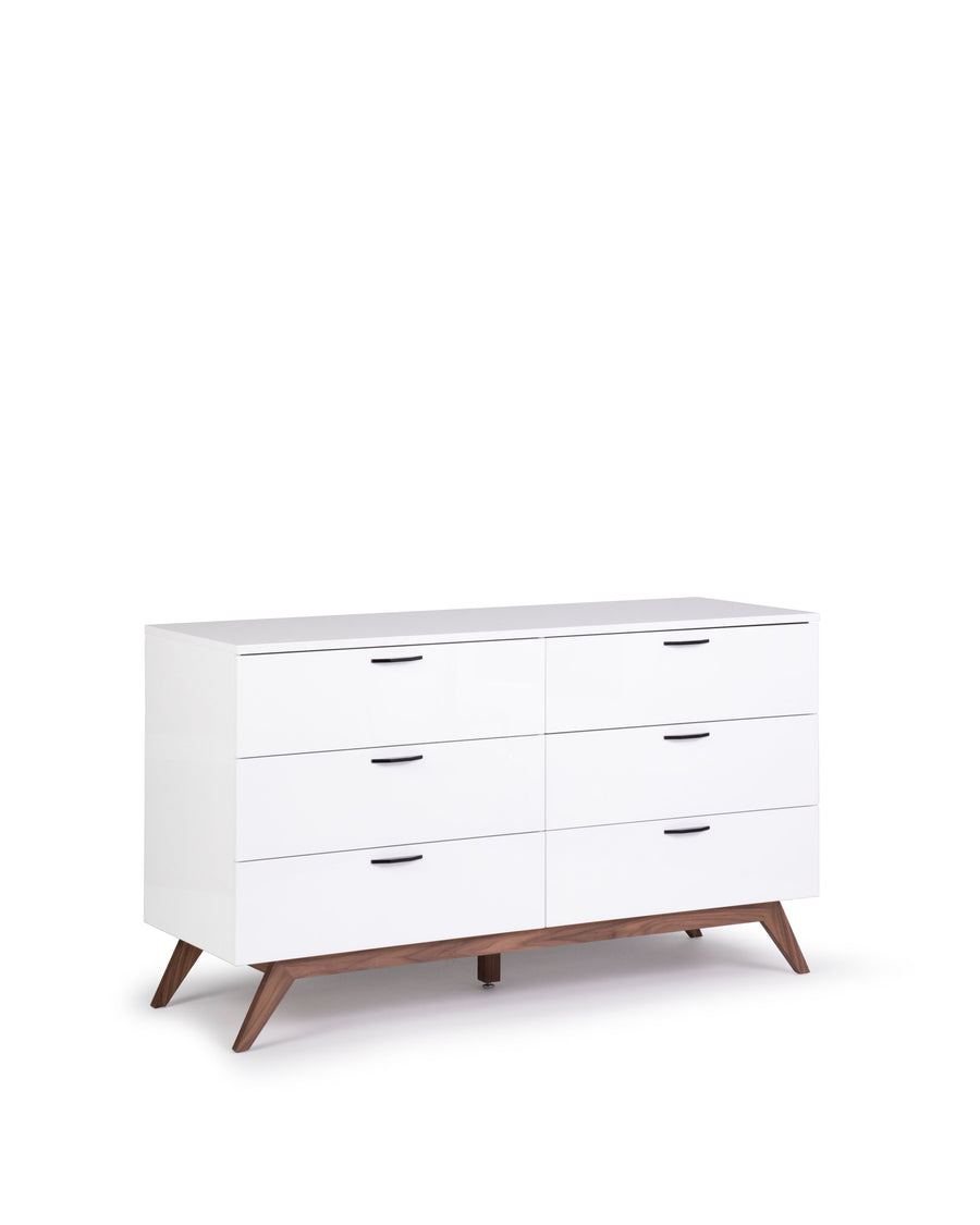 Modern White Double Dresser | Dahlia | Angle VIew | MoblerOnline