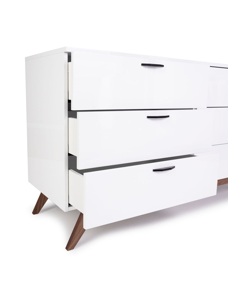 Modern White Double Dresser | Dahlia | Detail Close Up | MoblerOnline