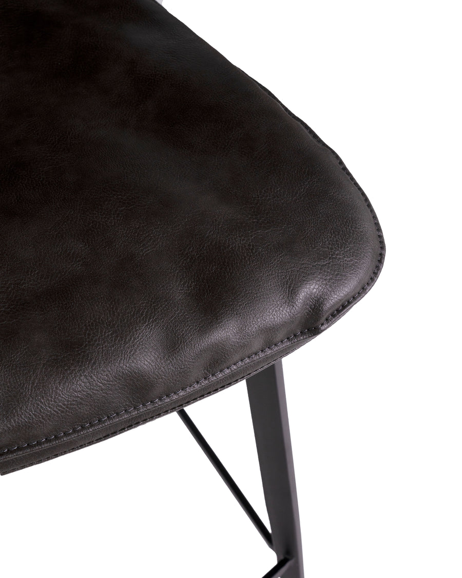 Black Modern Leather Counter Stool (Set of 2) | Ballarat | Detail View | MoblerOnline