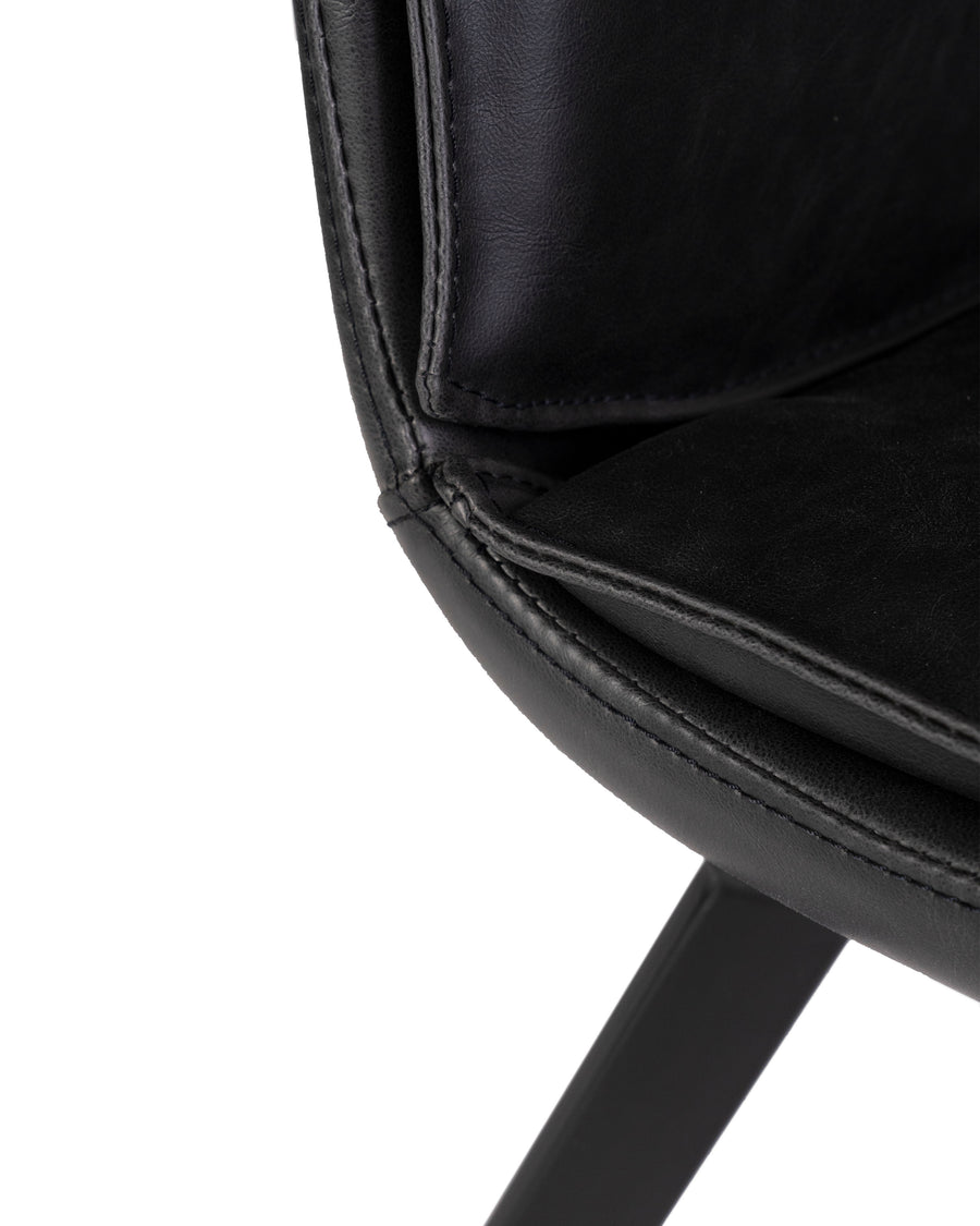 Black Modern Leather Dining Chair (Set of 2) | Ballarat | Detail View | MoblerOnline