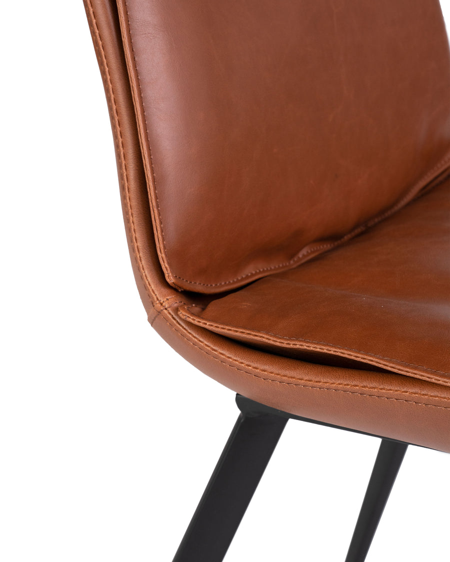 Brown Modern Leather Dining Chair (Set of 2) | Ballarat | Leather Detail | MoblerOnline