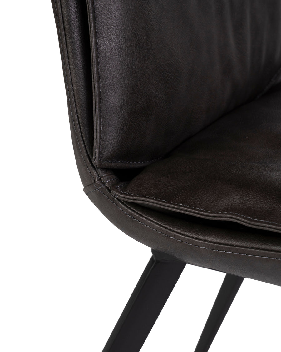 Grey Modern Leather Dining Chair (Set of 2) | Ballarat | Detail Close Up View | MoblerOnline