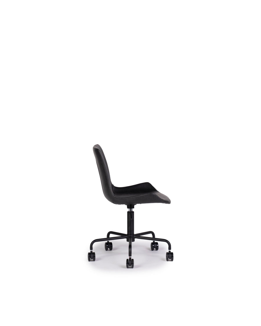 Modern Leather Office Chair In Black | Byron | Side View | MoblerOnline