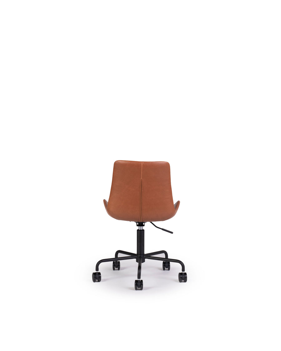 Modern Leather Office Chair In Brown | Byron | Back View | MoblerOnline
