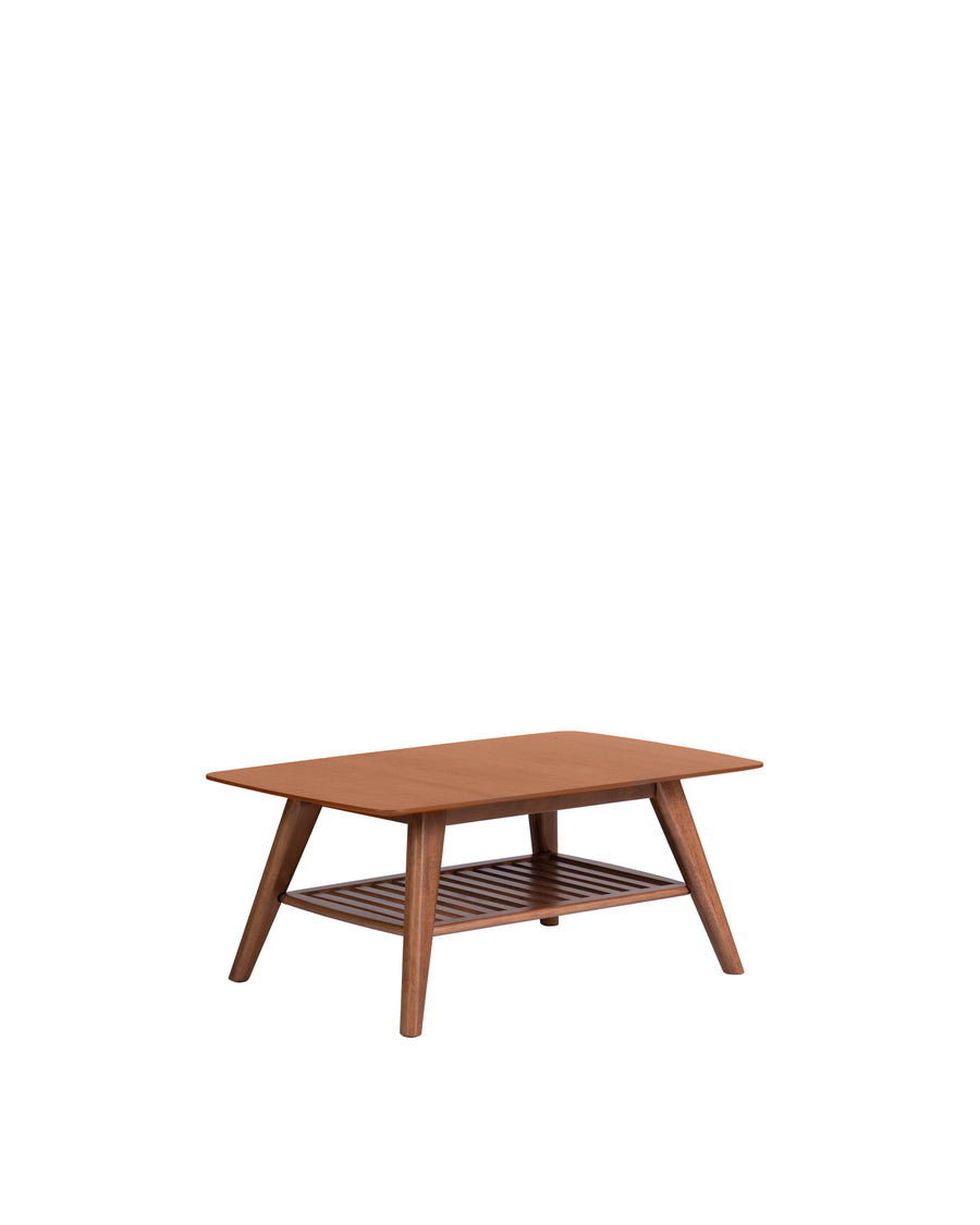 Mid-Century Style Modern Walnut Coffee Table | Campana | Angle View | MoblerOnline