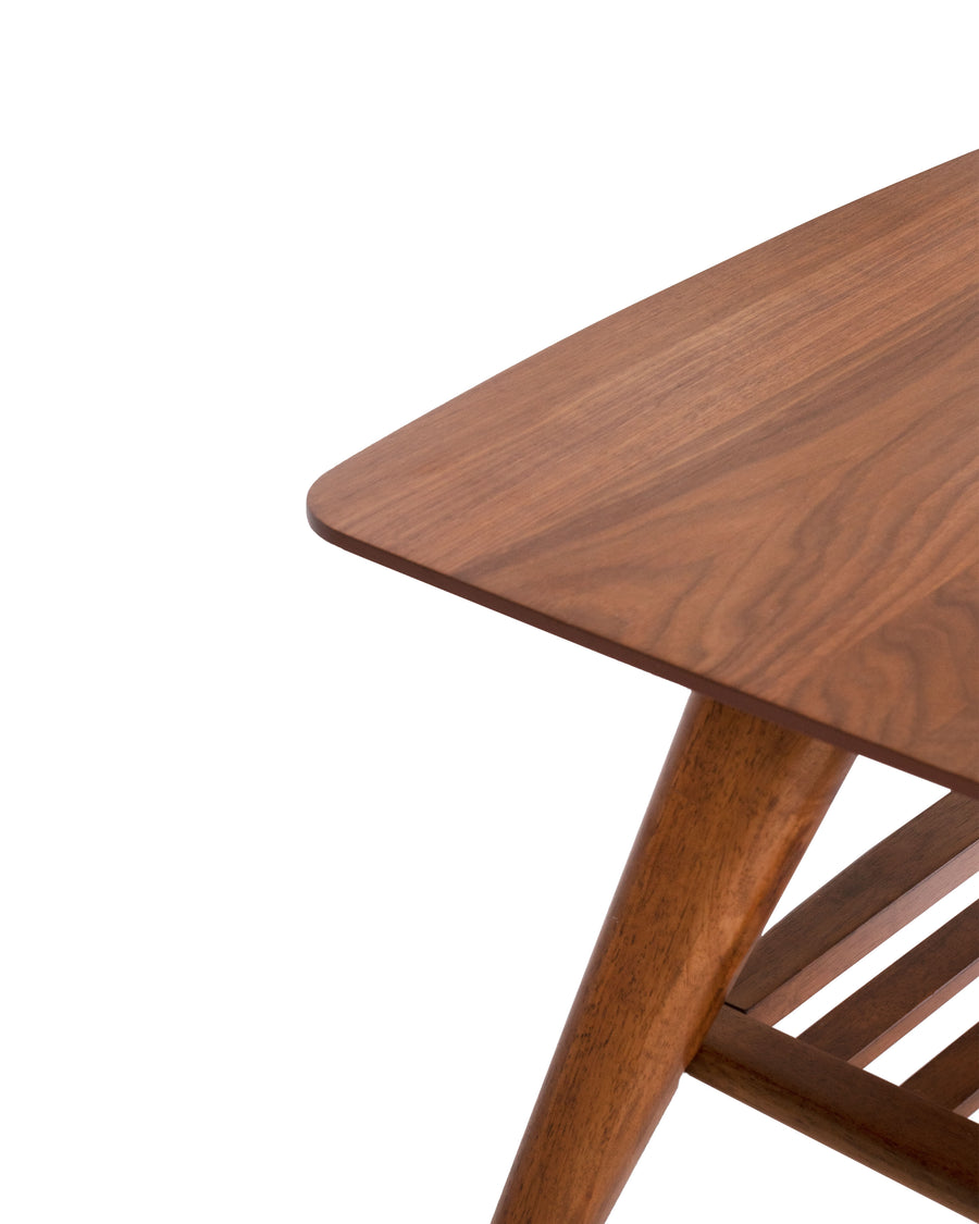Mid-Century Style Modern Walnut Coffee Table | Campana | Close Up Detail View | MoblerOnline
