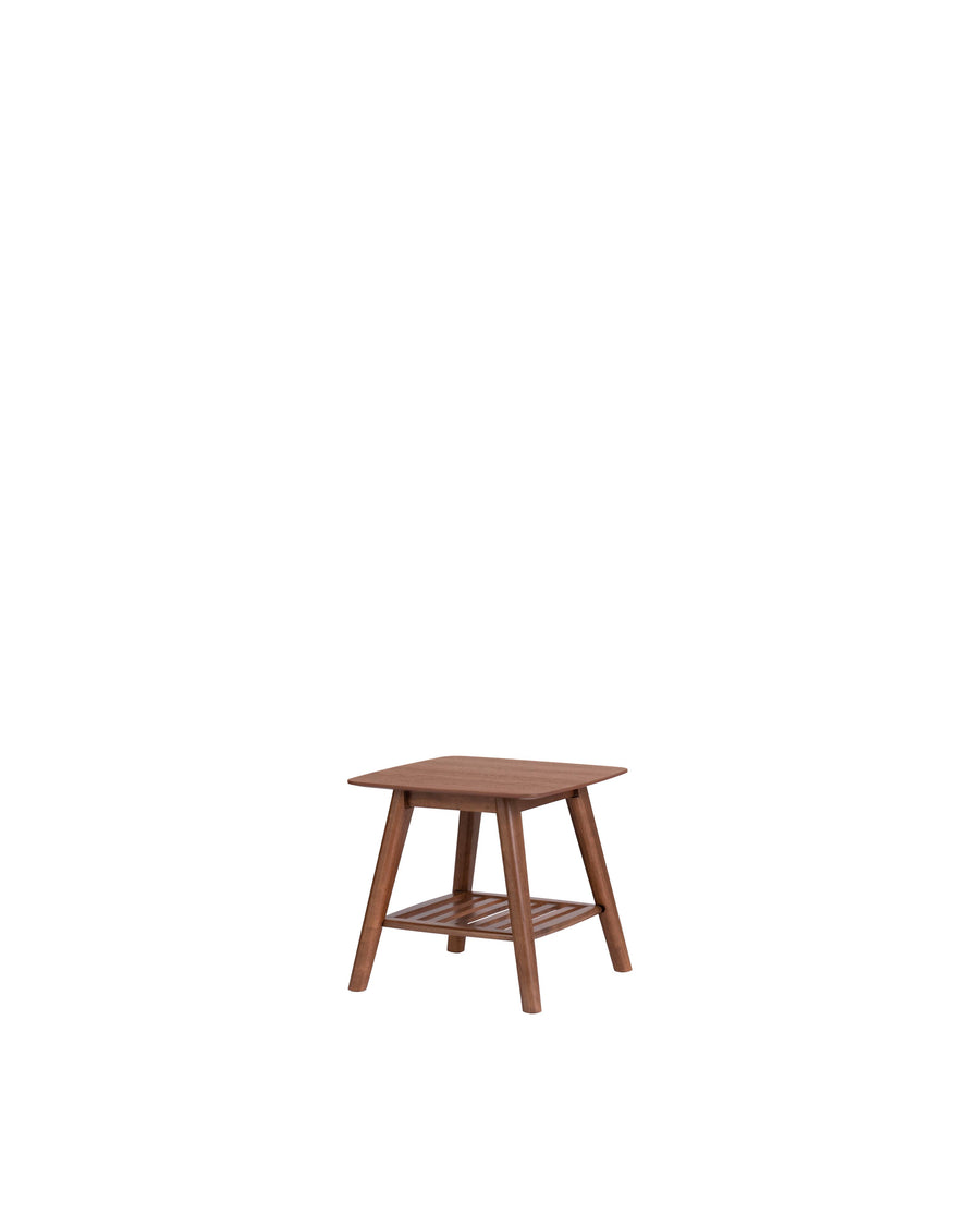 Mid-Century Style Modern Walnut Sidetable | Campana | Angle View | MoblerOnline 