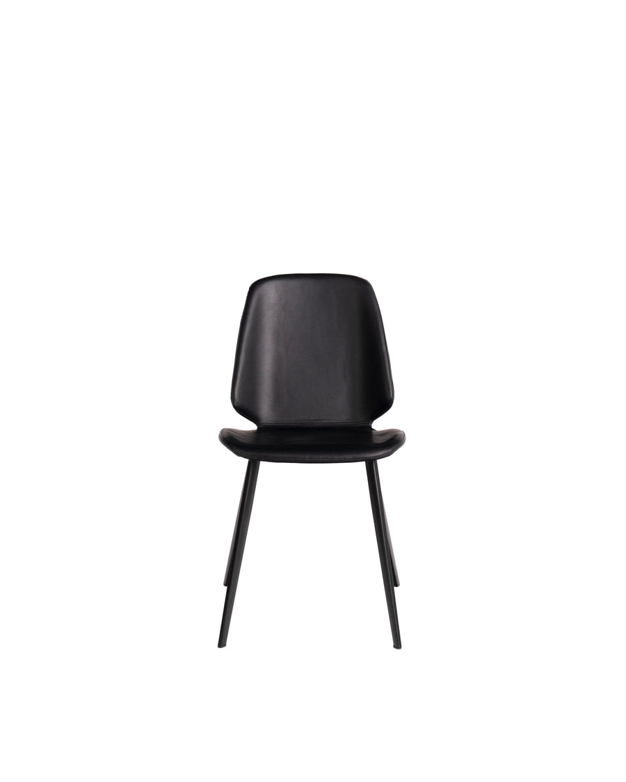 Black Modern Leather Dining Chair (Set of 2) | Brisbane | Front View | MoblerOnline