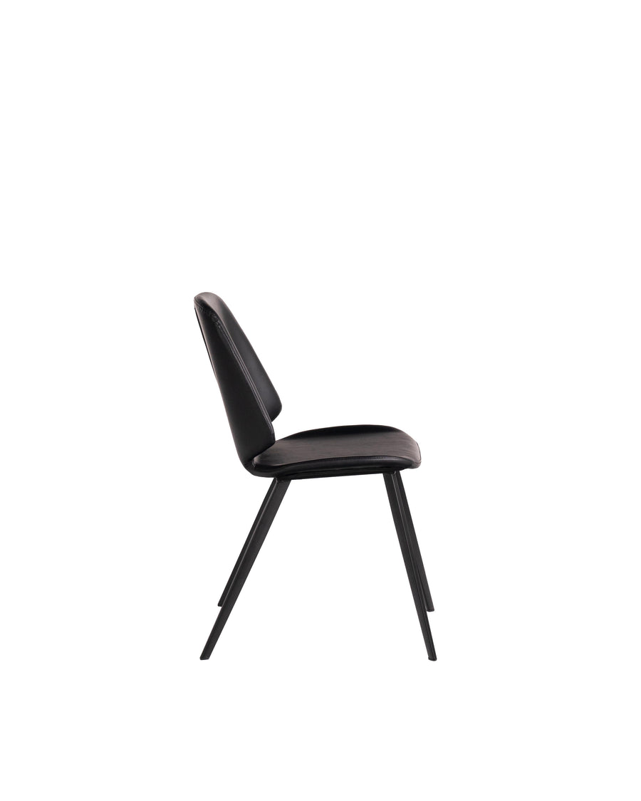 Black Modern Leather Dining Chair (Set of 2) | Brisbane | Side View | MoblerOnline