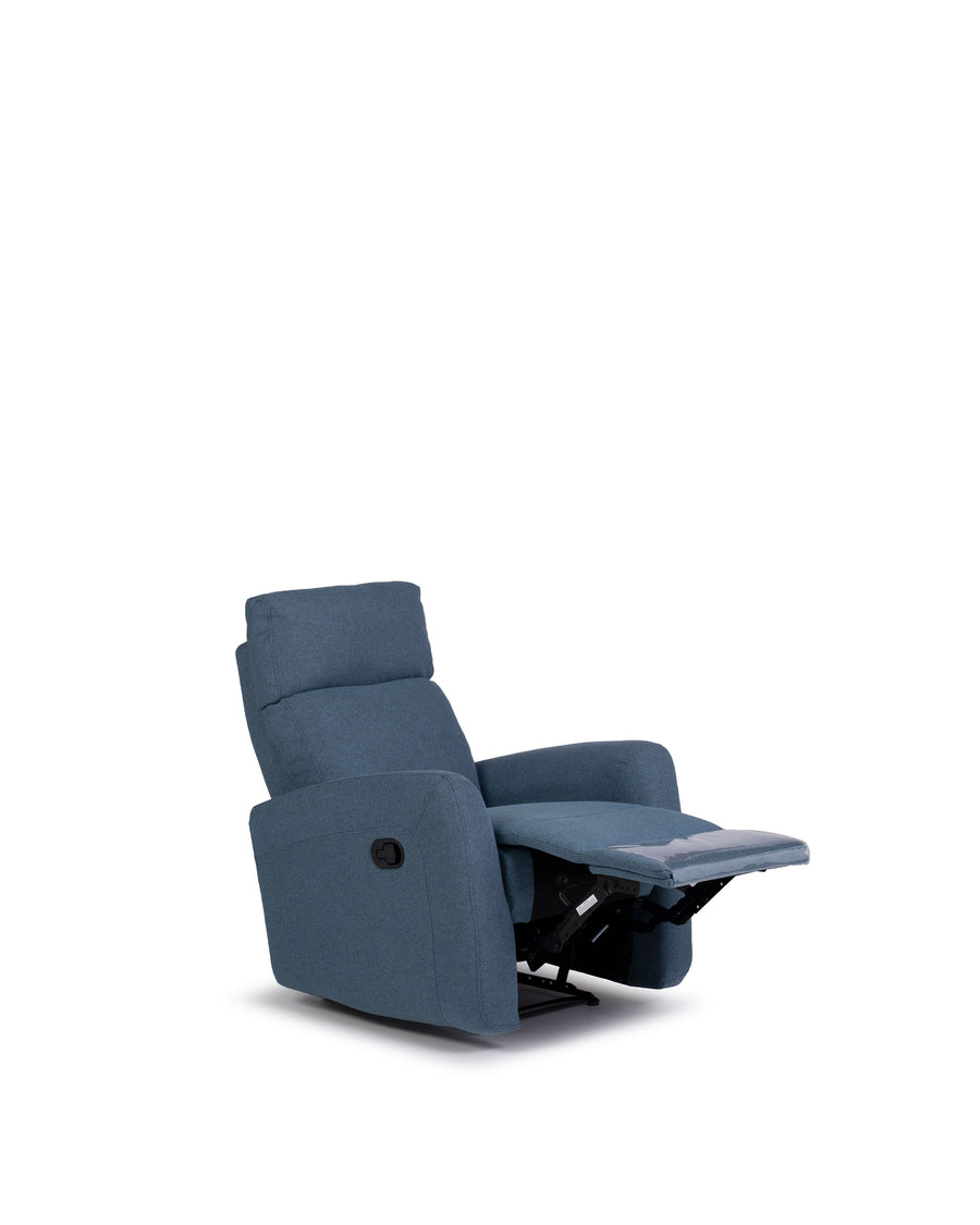 Recliner In Blue | Volta | Angle Open View | MoblerOnline