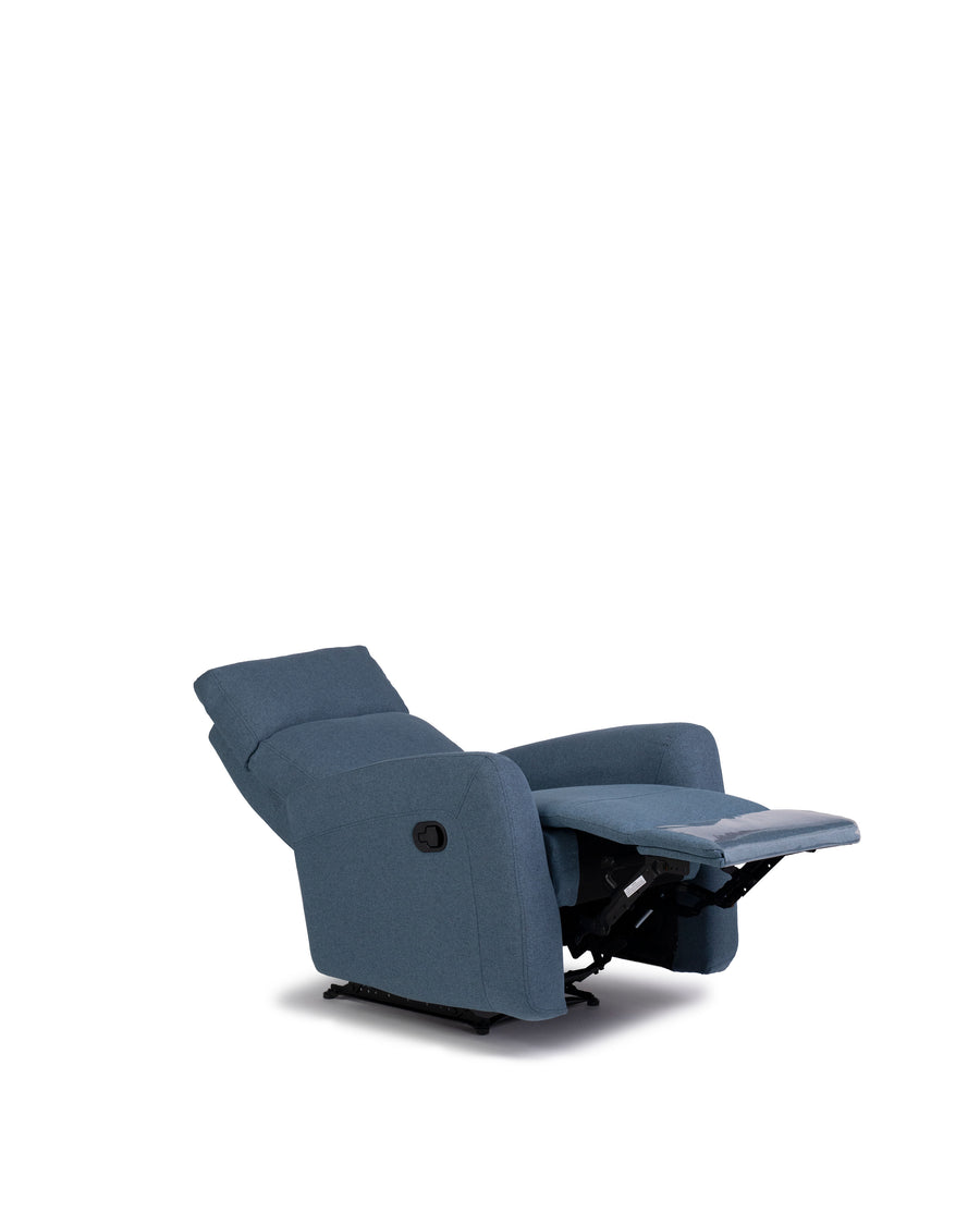 Recliner In Blue | Volta | Angle Down View | MoblerOnline